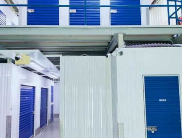IN SAFE selfstore unit setup in Dubai featuring steel cabinets and platforms