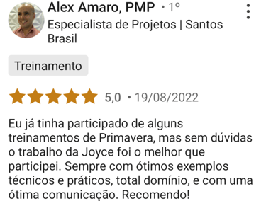 foto de uma pessoa e seu depoimento sobre o curso.