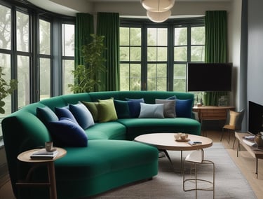 A modern interior scene featuring a mid-century style wooden cabinet with stylish grain patterns. A simple, abstract art piece in a frame rests on top of the cabinet. Beside the furniture, a short wooden stool with three legs adds a touch of minimalist design. The walls are painted in a neutral tone, complementing the wooden textures.