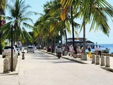 Scenic view of Forodhani waterfront walking path in Zanzibar