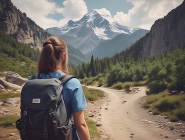 une randonneuse avec un sac à dos