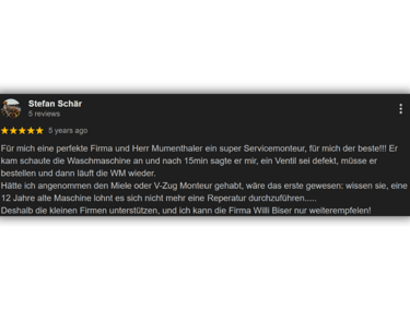 5-Sterne Google Rezension