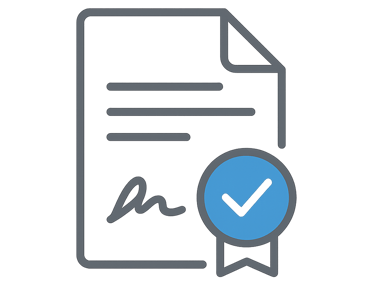 Ícone de documento técnico aprovado.