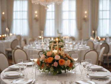 Close-up of delicate wedding invitations featuring classic calligraphy and floral motifs.