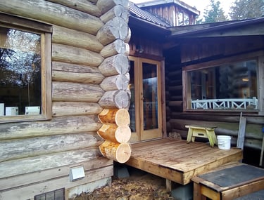 Loghouse being restored in 