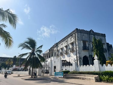 Forodhani area buildings overlooking Stone Town harbor