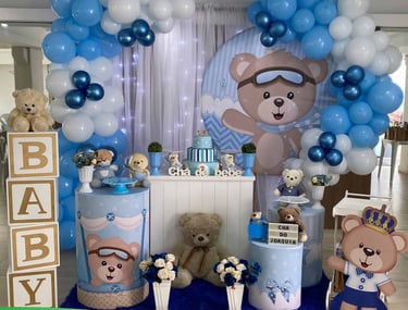 Decoração infantil para chá de bebê com detalhes delicados