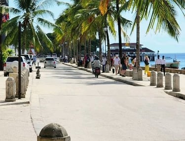 Scenic view of Forodhani waterfront walking path in Zanzibar