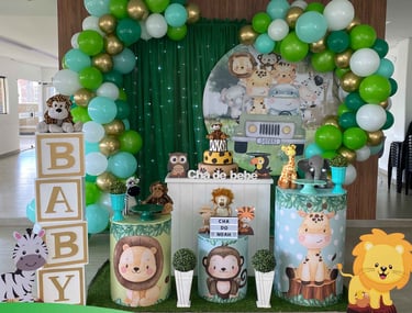 Aluguel de decoração infantil Safari na Freguesia do Ó com mesa decorada temática para festa