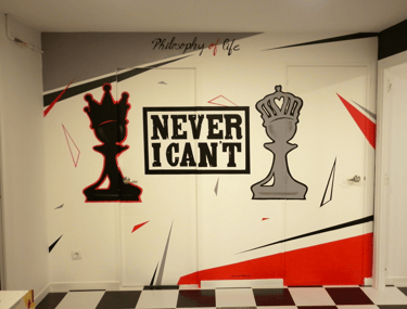 graffiti mural interior en comercio textil Barcelona