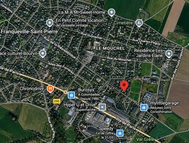 Localisation de la Résidence Orée du Parc à Franqueville-Saint-Pierre près de Rouen vue satellite