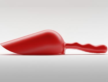 Red HACCP scoop for raw red meat. Color-coded anti-contamination system.