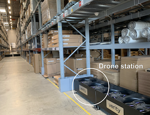 Base de drones Verity en Ikea Spreitenbach durante proyecto piloto