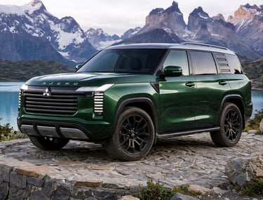 Novo Mitsubishi Pajero 2026 SUV off-road em cenário de montanhas e lago