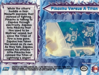 34 Pikachu Versus A Titan Topps Pokémon The Movie 2000 back