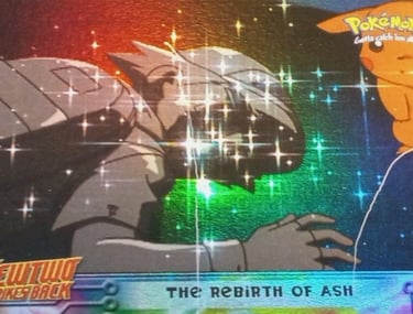 38 The Rebirth of Ash Topps Pokémon The First Movie rainbow foil