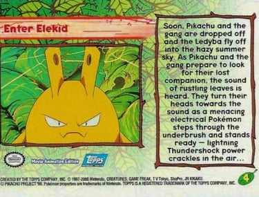 4 Enter Elekid Topps Pokémon The Movie 2000 back