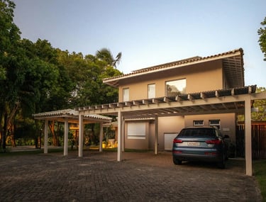 Carport bois avec voiture