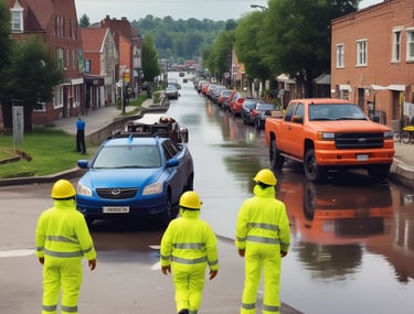 A large wind turbine stands prominently against a clear blue sky, situated on a lush green field. Its blades are positioned to capture wind energy efficiently.