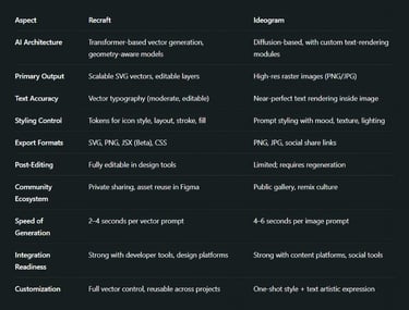 Recraft vs Ideogram: Feature Comparison Table