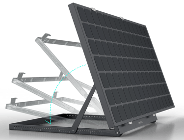 Versatile residential solar mounting system installed on a balcony, compatible with all inverters and panels, featuring adjus