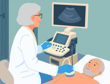 a medical professional performing a vascular sonogram checking for arterial disease