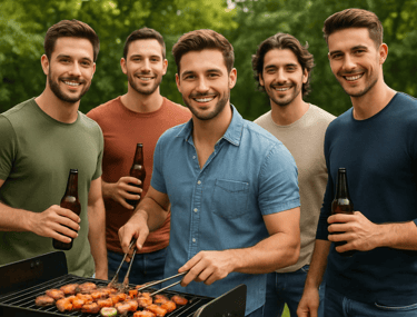 Barbecue entre hommes pour la journée internationale de l'homme.