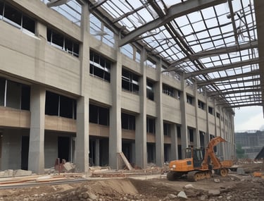 Completed modern infrastructure project with clear blue sky in Bengaluru.