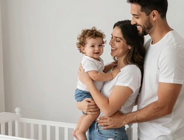 A warm meeting between a lawyer and a family discussing legal matters.