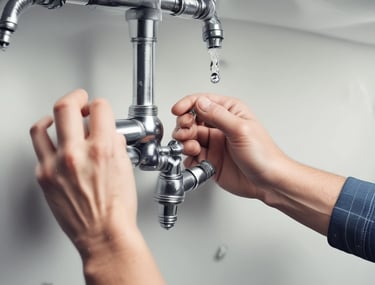 A professional cleaning a water tank on a rooftop under bright daylight.