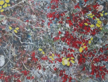 tundra closeup with leaves turned red