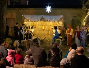 Crowd watching Living Nativity