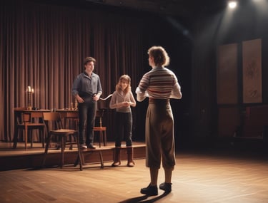A group of actors collaborating in a creative environment.
