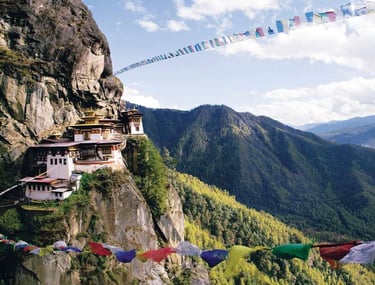 Tiger's-Nest-Monastery-in-Paro-Valley-During-Spring-season