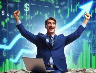 Ein Anleger freut sich über seinen Erfolg an der Börse