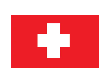 The national flag of Switzerland featuring a white cross on a red rectangular background.