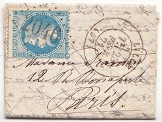 Letter written in DRUCOURT (Eure) on 12 November 1870. Processed in LILLE on 23 February 1871.