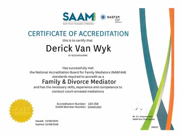 DERICK VAN WYK Certificate