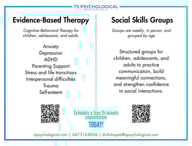 CBT and Social Skills Groups with Dr. Shchupak in Brooklyn
