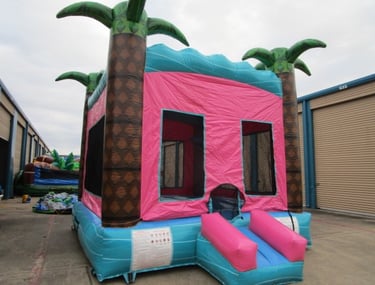 a palm tree inflatable bounce house