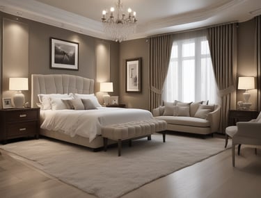 A sunlit patio with terracotta tiles is adorned with cleaning equipment, including a wet and dry vacuum, containers of cleaning solutions, and a pressure washer. A portion of a white car is visible near a hedge-lined driveway, while lush green vegetation and a manicured lawn provide a backdrop.