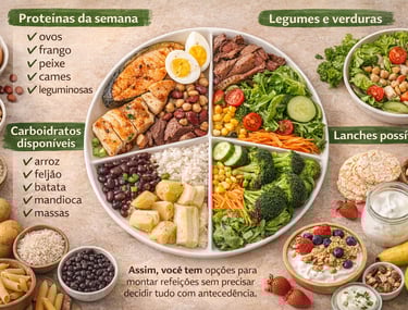 Exemplo de prato organizado por grupos de alimentos