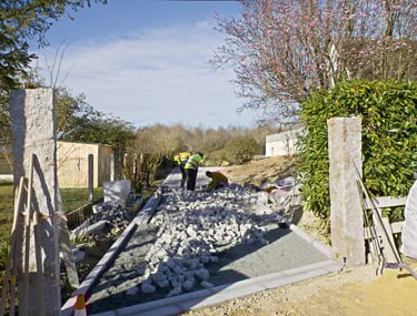 Chantier à Fondettes pose de granit