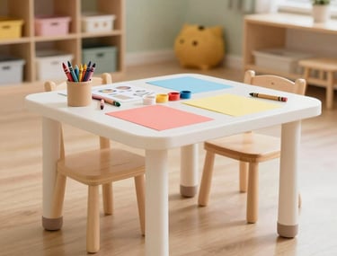 Children joyfully painting and crafting together in a bright classroom.