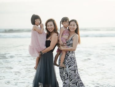 Mother and daughter portrait session at Padma Resort Legian Bali with natural beach atmosphere and soft sunset light.