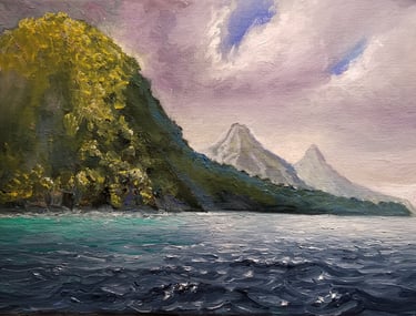 Distant Pitons, St. Lucia Caribbean