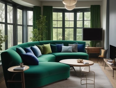 A modern interior scene featuring a mid-century style wooden cabinet with stylish grain patterns. A simple, abstract art piece in a frame rests on top of the cabinet. Beside the furniture, a short wooden stool with three legs adds a touch of minimalist design. The walls are painted in a neutral tone, complementing the wooden textures.