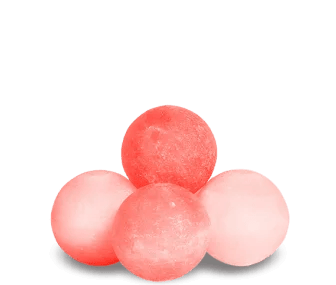 Round pink Himalayan bath salt balls set, natural bath salt customized for wellness use.