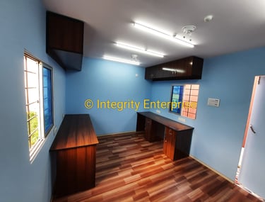 Premium quality portable office cabin interior view. Made by Integrity Enterprise.