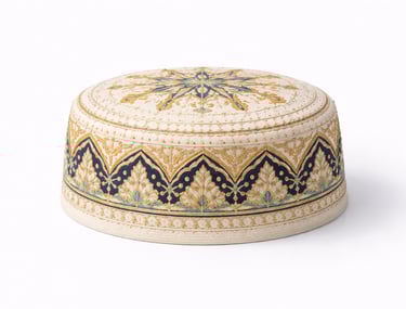 Embroidered Islamic cap with decorative patterns for prayer and gifting